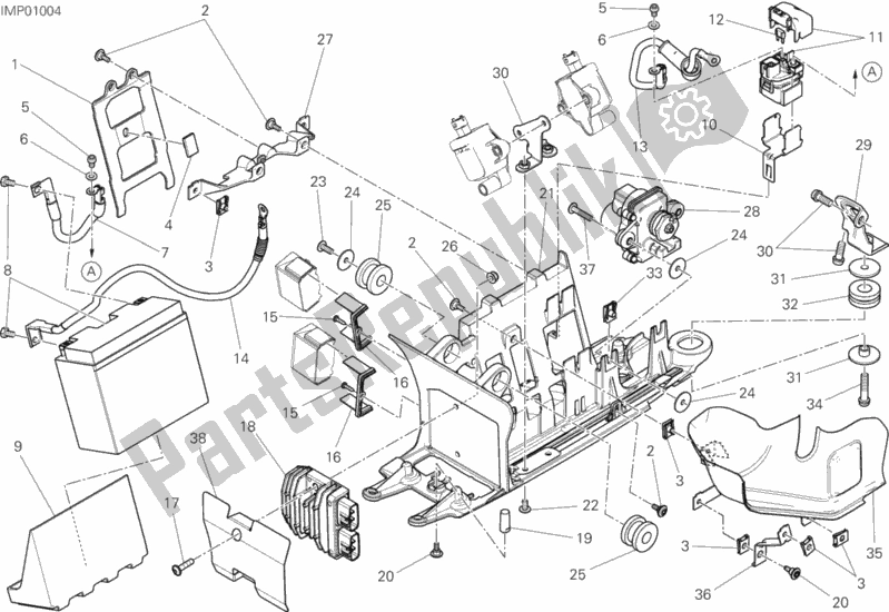 All parts for the Battery Holder of the Ducati Diavel Xdiavel Thailand 1260 2017